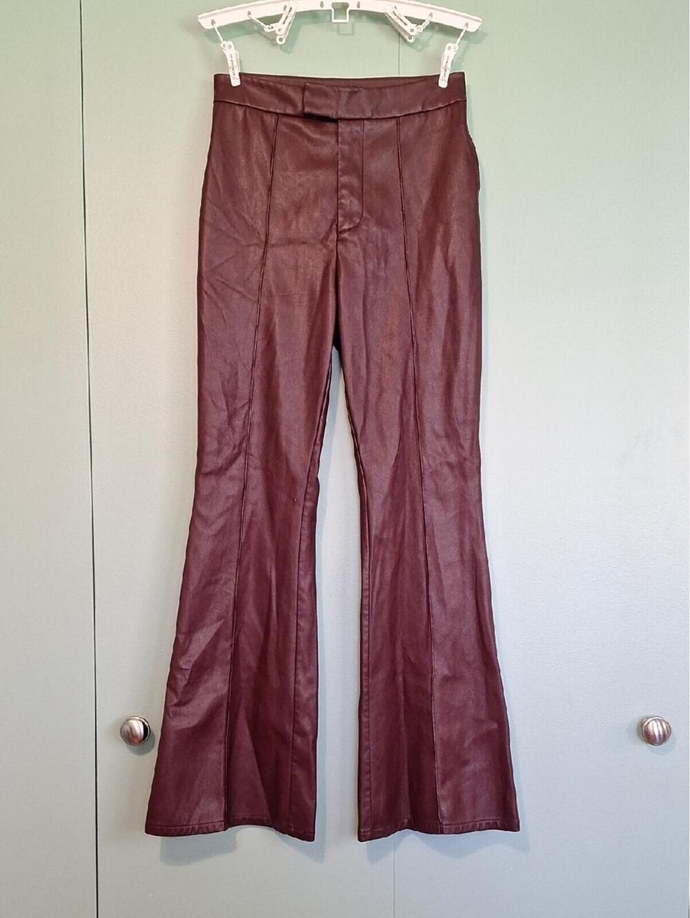7 For All Mankind Maroon Pleather Pant Western Boho Size Small